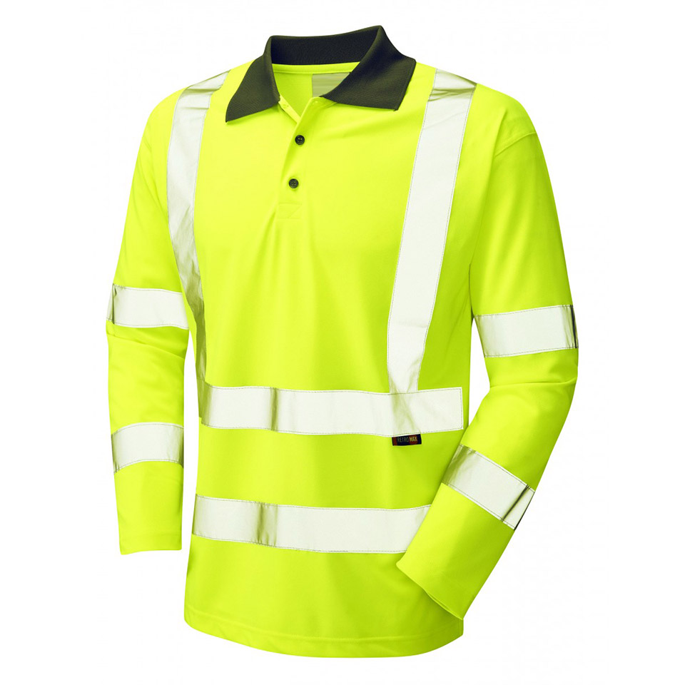 Hi-Vis Lightweight Soft Long Sleeved Polo Shirt Class 2 & Wash 50 Times