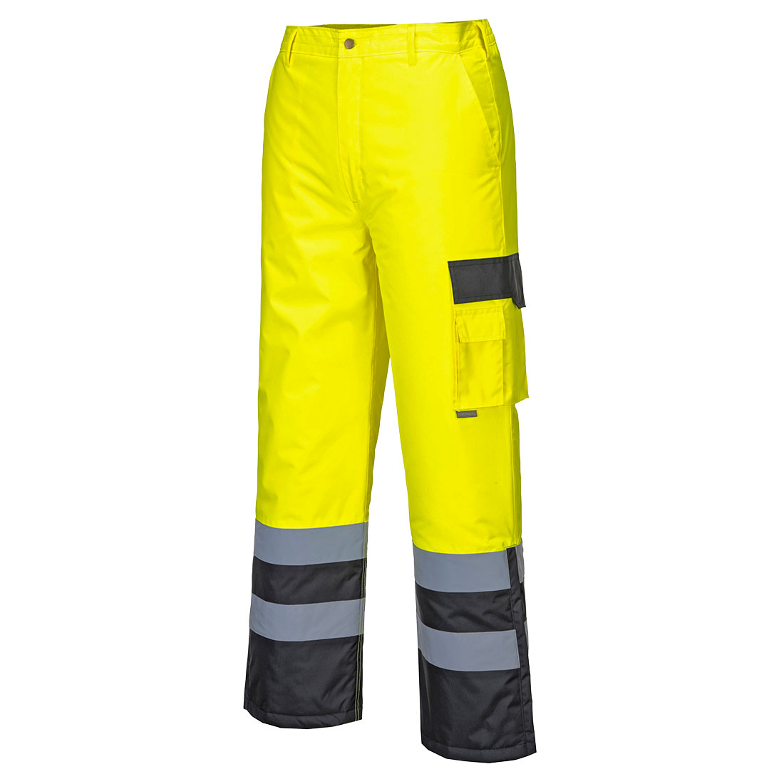 Hi-Vis Winter Contrast Trousers with lined & PU Coated