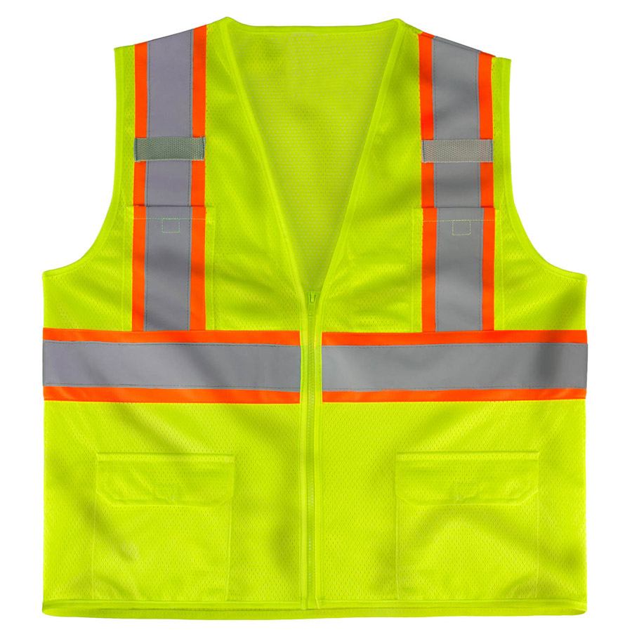 Hi-Vis Mesh Deluxe 8 Pockets Safety Vest with Contrasting Stripes
