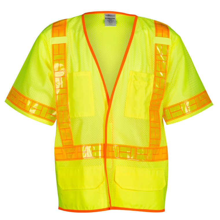 Hi-Vis Breathable PVC Tape Short Sleeved Safety Vest ANSI Type Class 2