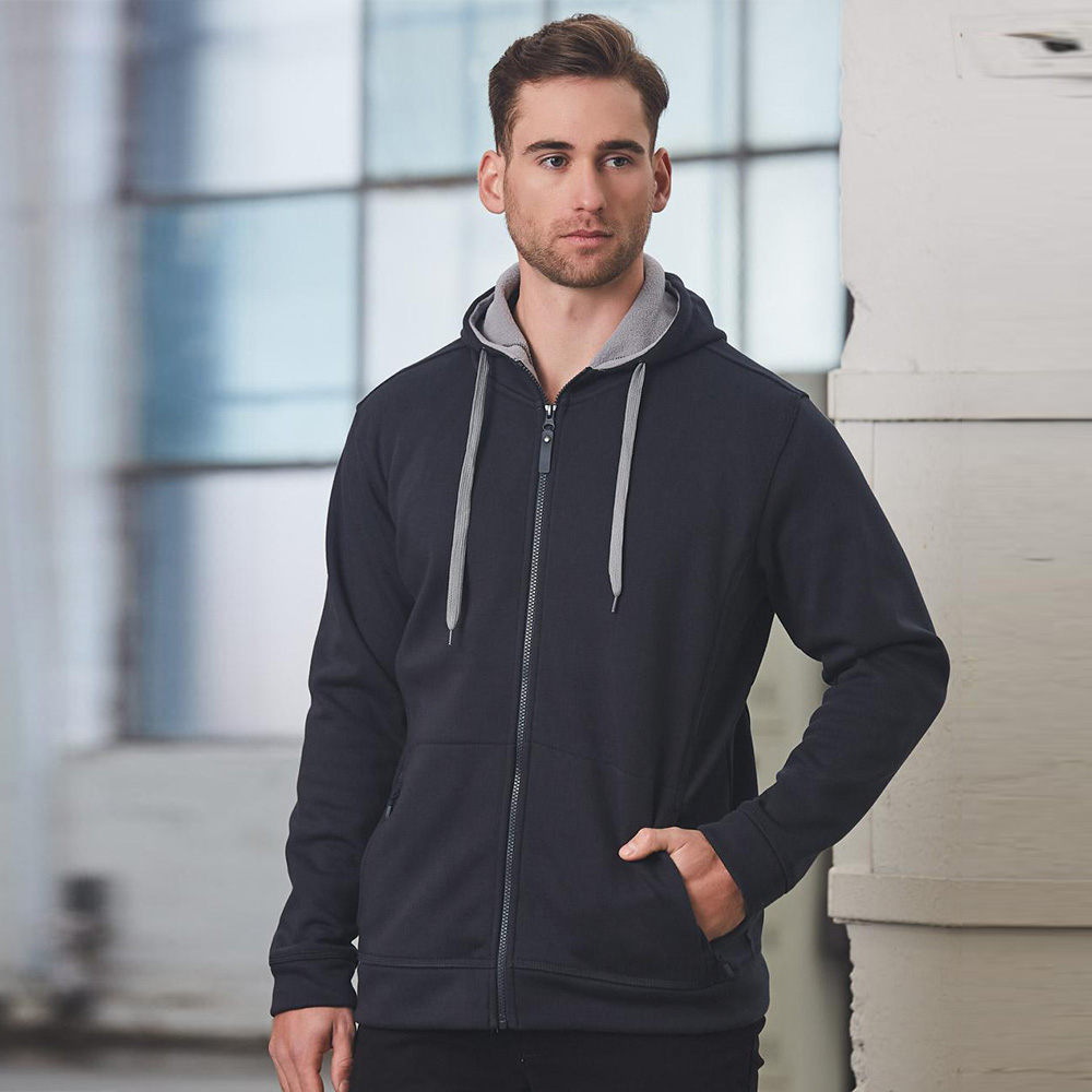 Men's Full Zip Contrast Bonded Fleece Hoodie