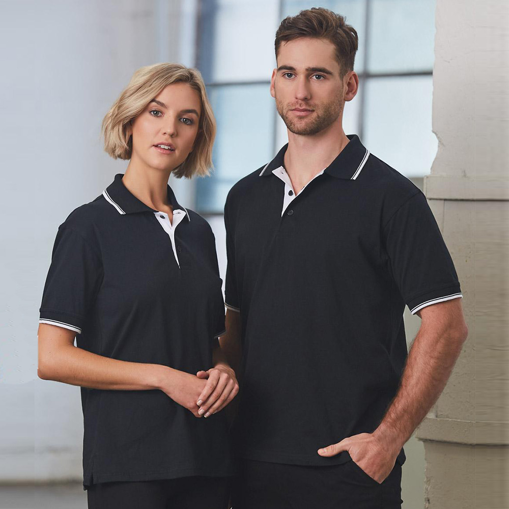 Unisex Cotton Contrast Jersey Knit Short Sleeve Polo