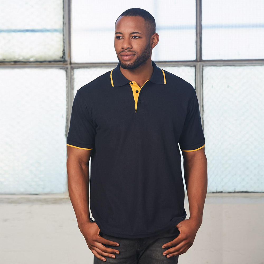 Men's Poly/Cotton Contrast Pique Short Sleeve Polo