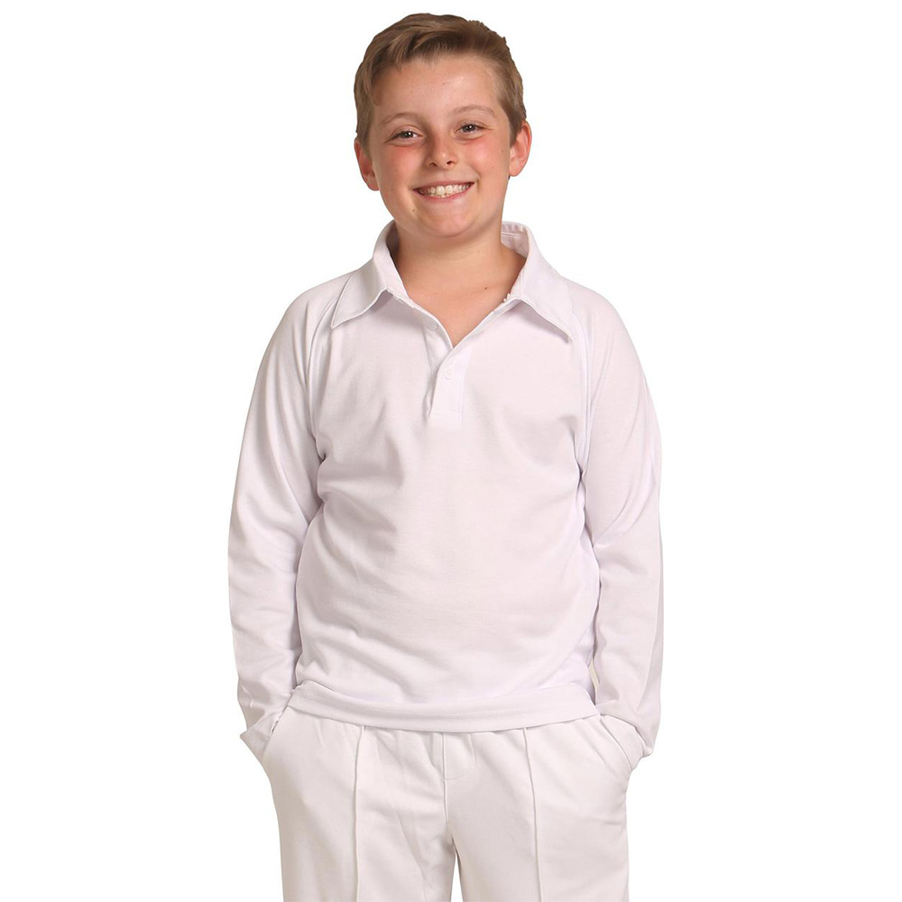 Kids' long sleeve mesh knit cricket polo