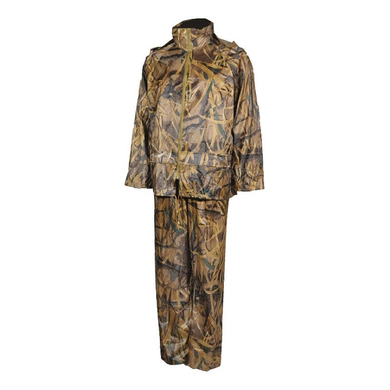 Polyester / P.V.C Waterproof Lightweight Breathable Hunting Clothing Rainsuit