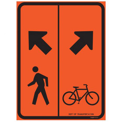 Aluminum Reflective Bicycle Symbol & Pedestrian Symbol Road Safety Sign