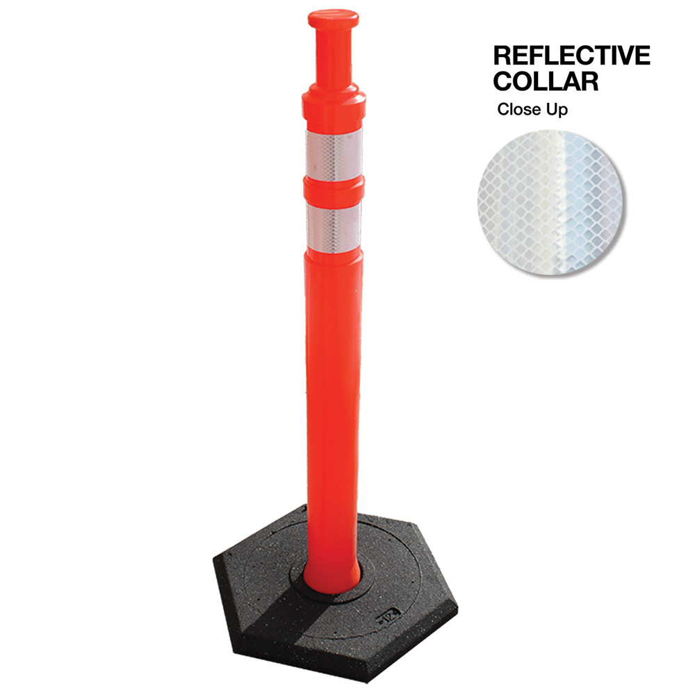 Outdoor PVC Plastic Delineator Post with 2 Recessed Reflective Collars