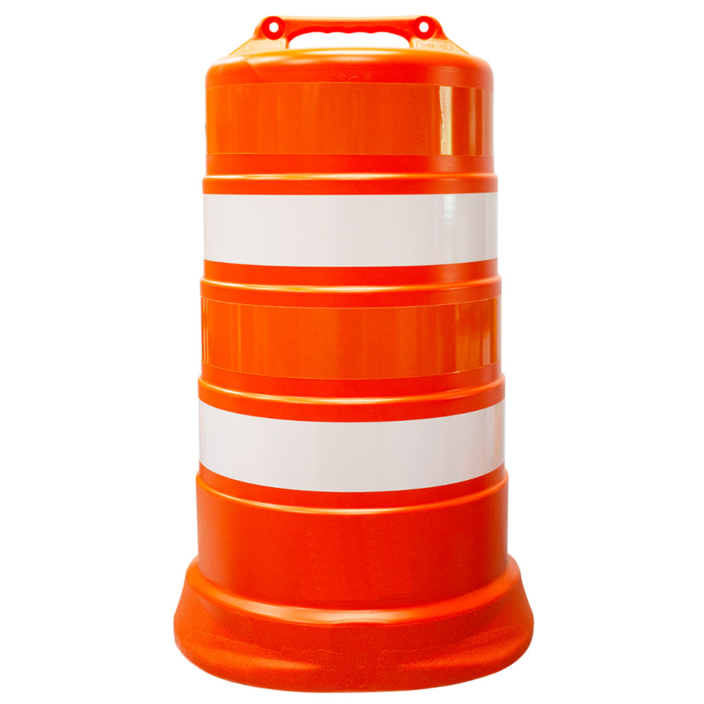 Orange Traffic Barrel with 4 Reflective Stripes 4" EG Stripe Width