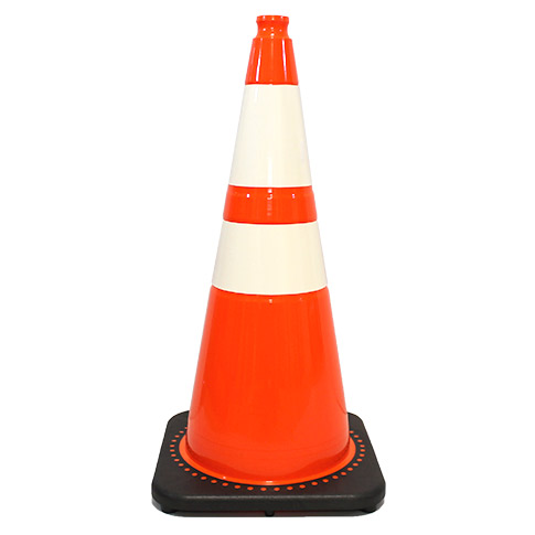  28" Double Engineer Grade Collars Safety Cone with 7 lbs Base