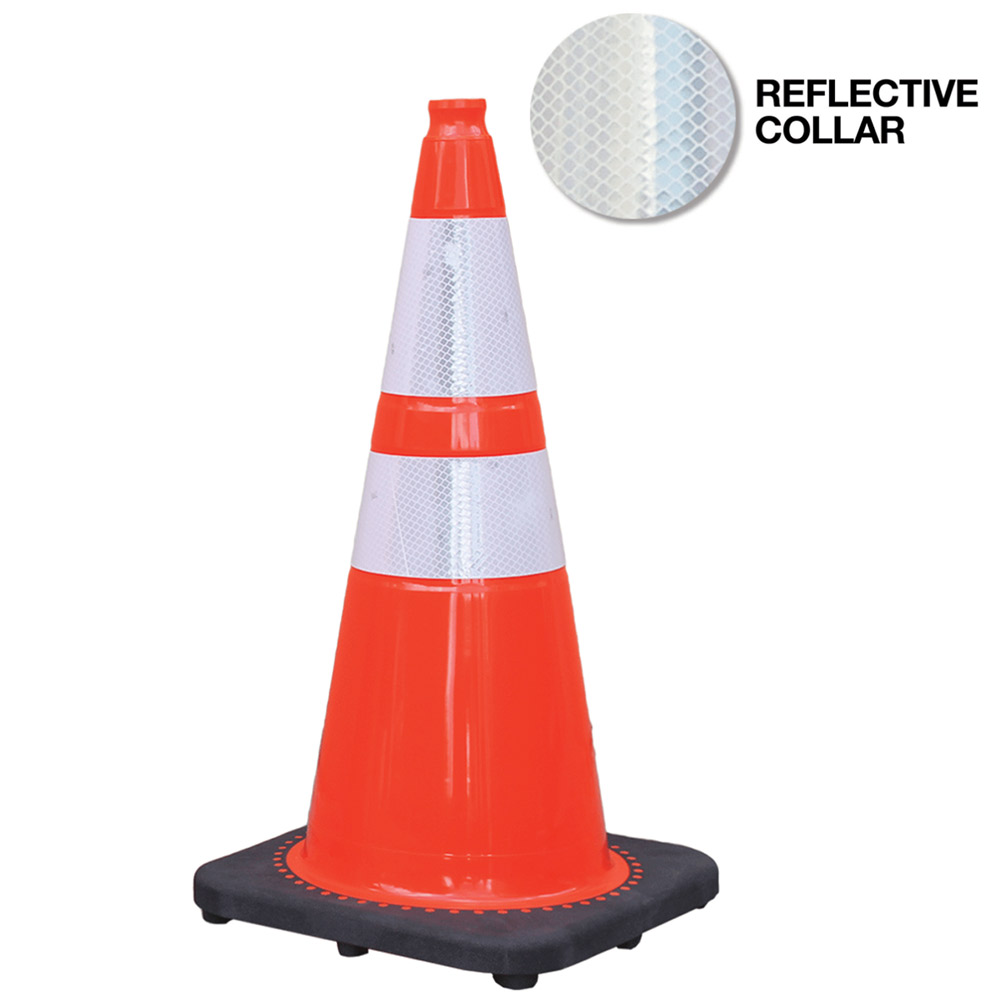 Injection Molded PVC 28" Double Reflective Collars Safety Cone with 10 lb Base