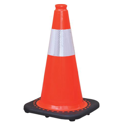 Injection Molded PVC Orange 18" Safety Cone with Reflective Collar 6"