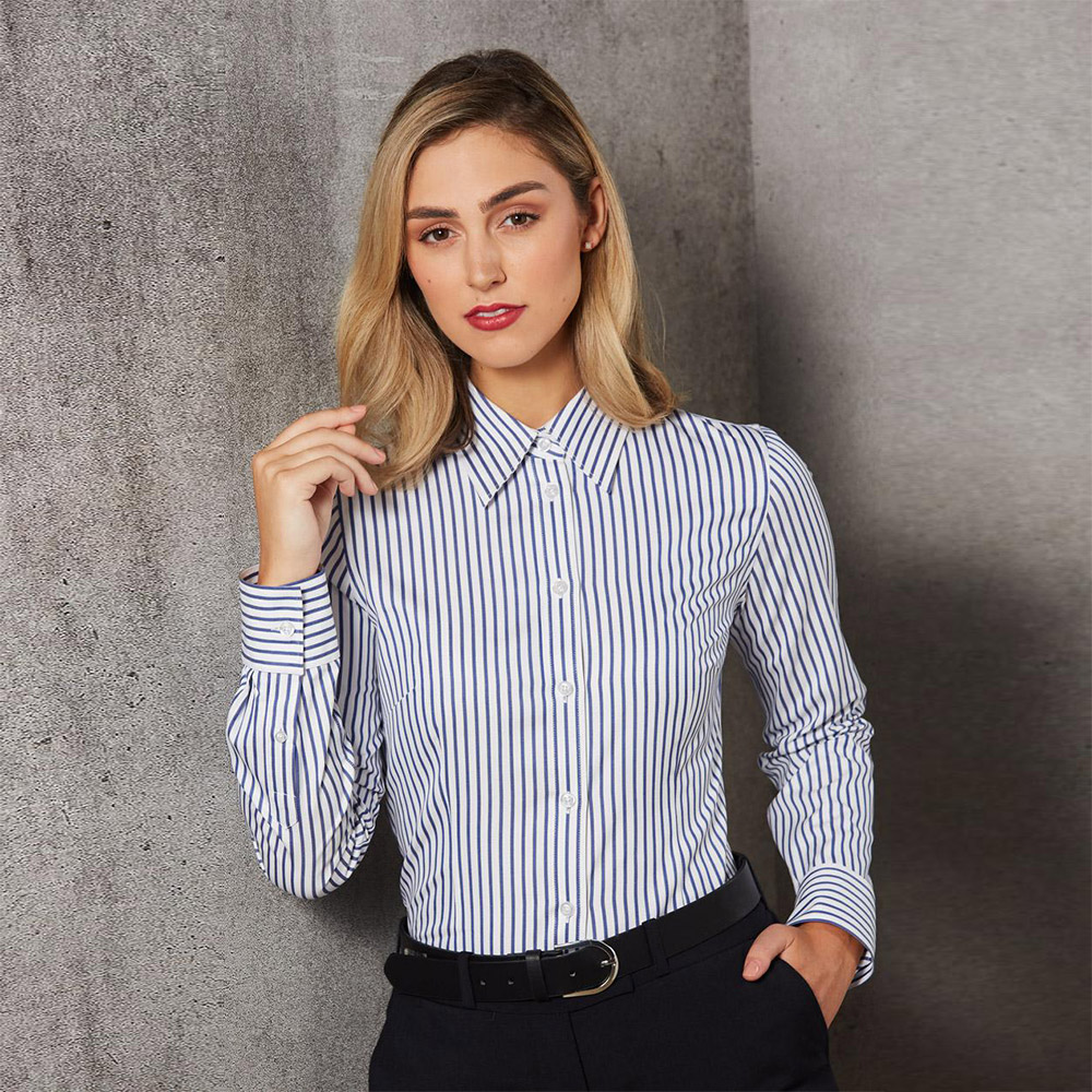 Ladies' Executive Sateen Stripe Long Sleeve Shirt