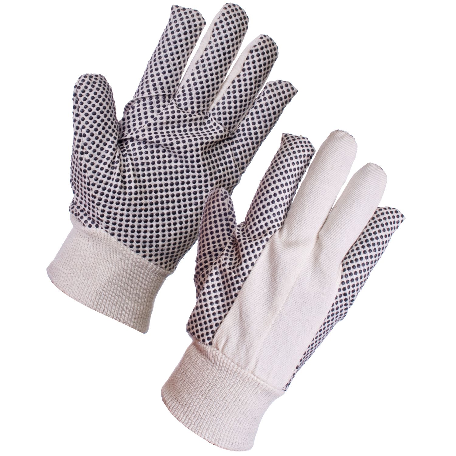 Durable Strandard Cotton Drill Polka PVC Dot Gloves