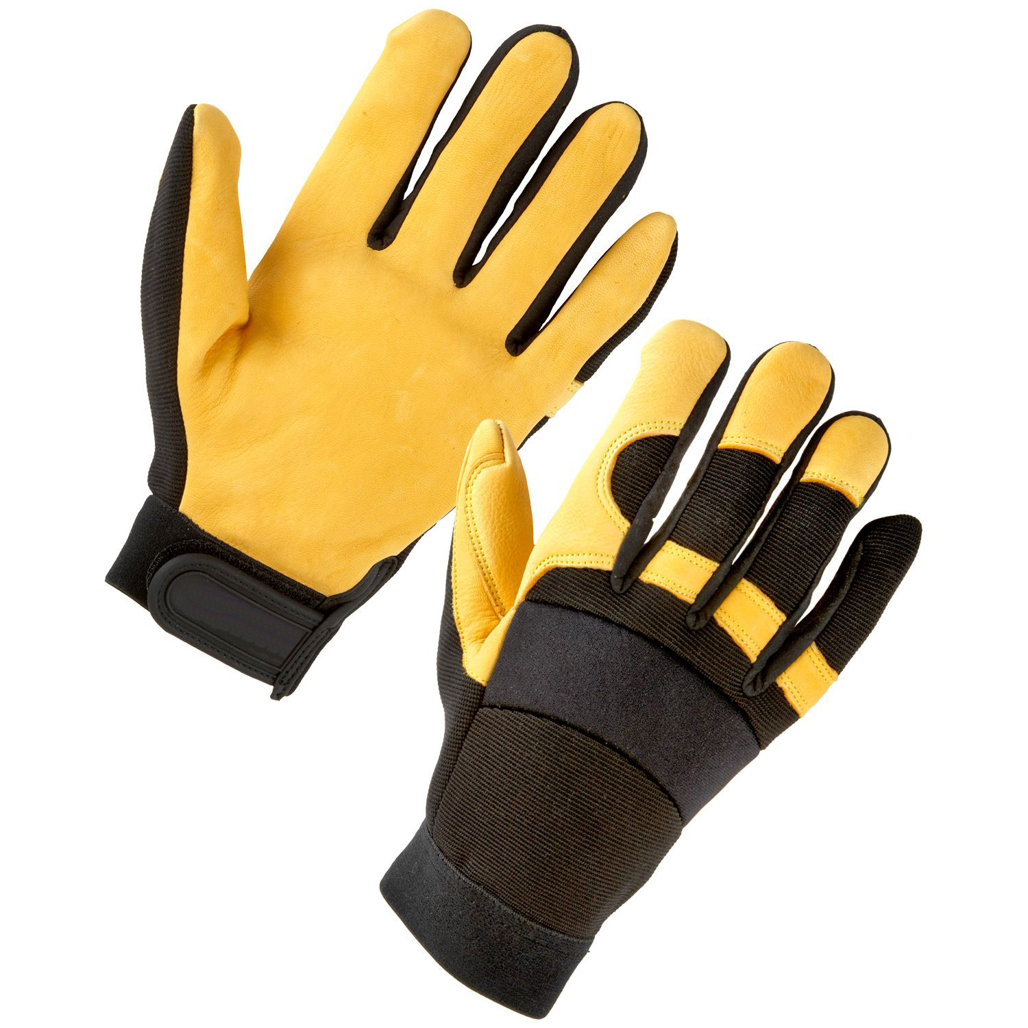 Luxurious Comfortable Leather Mechanic Gloves with Nylon Back