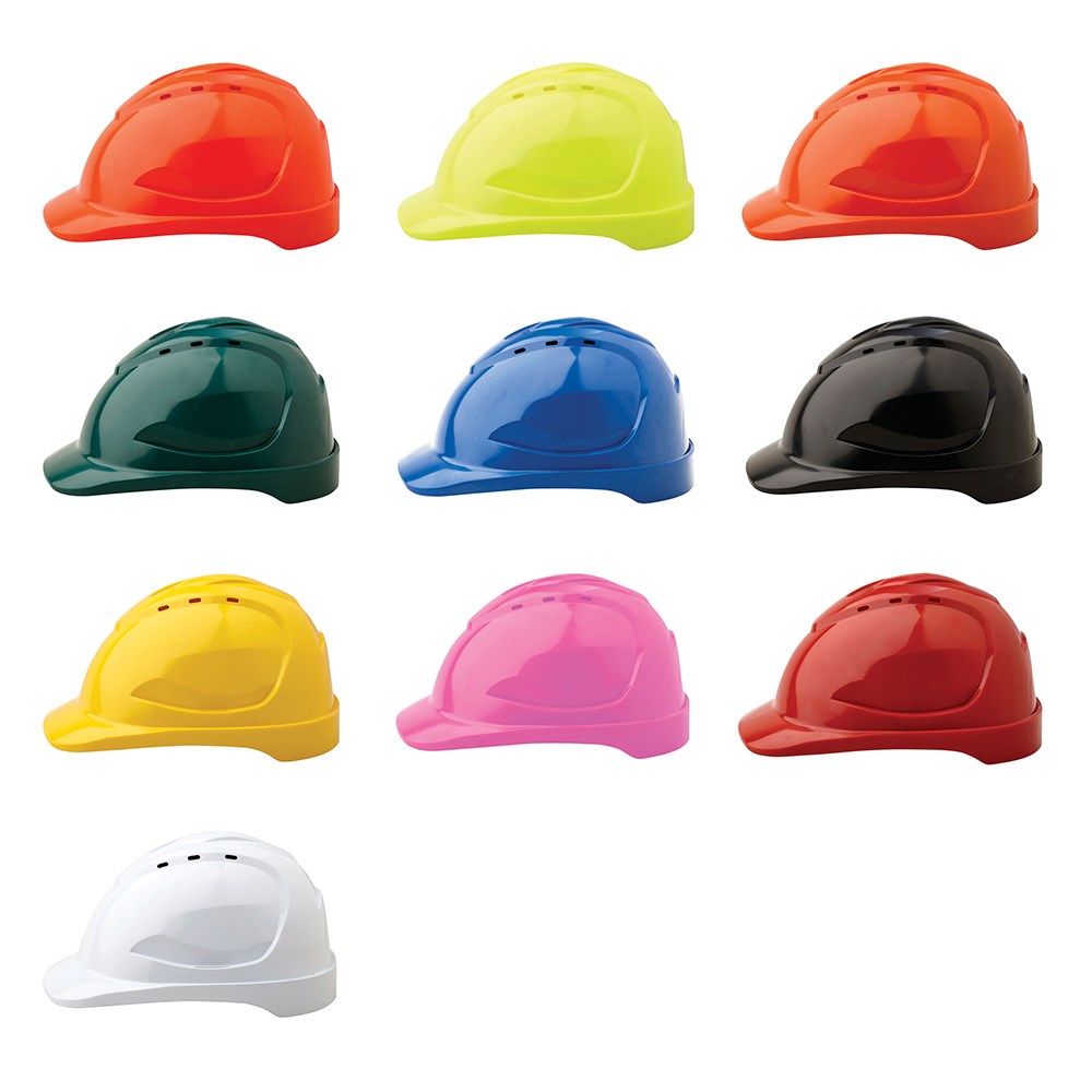 ABS Lightweight Durable Hard Safety Hat Vented with Pushlock Harness