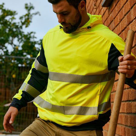 Hi Vis Two Tone Breathable Warming Fleece Hoodie with Heat Transfer 