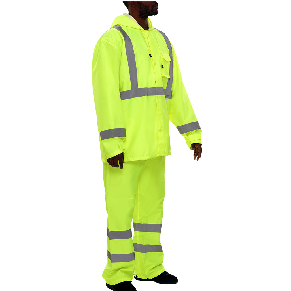 Hi-Vis Rainsuit and Safety Raingear with Waterproof Hooded Parka & Pants
