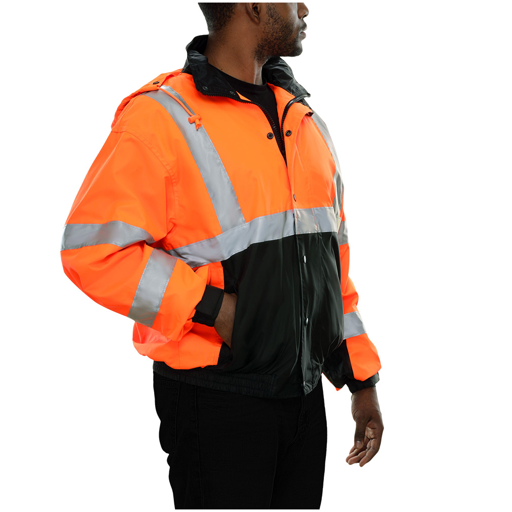 Hi-Vis 2-Tone Safety Bomber Jacket with Zip-Out Liner & Breathable Waterproof Shell