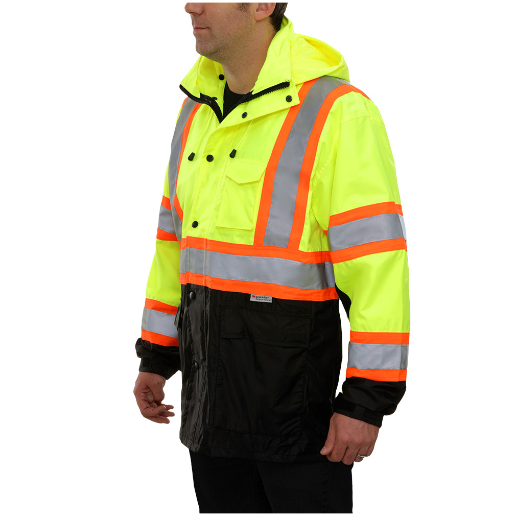 Hi-Vis Durable Safety DOT Parka with Breathable Waterproof Hooded