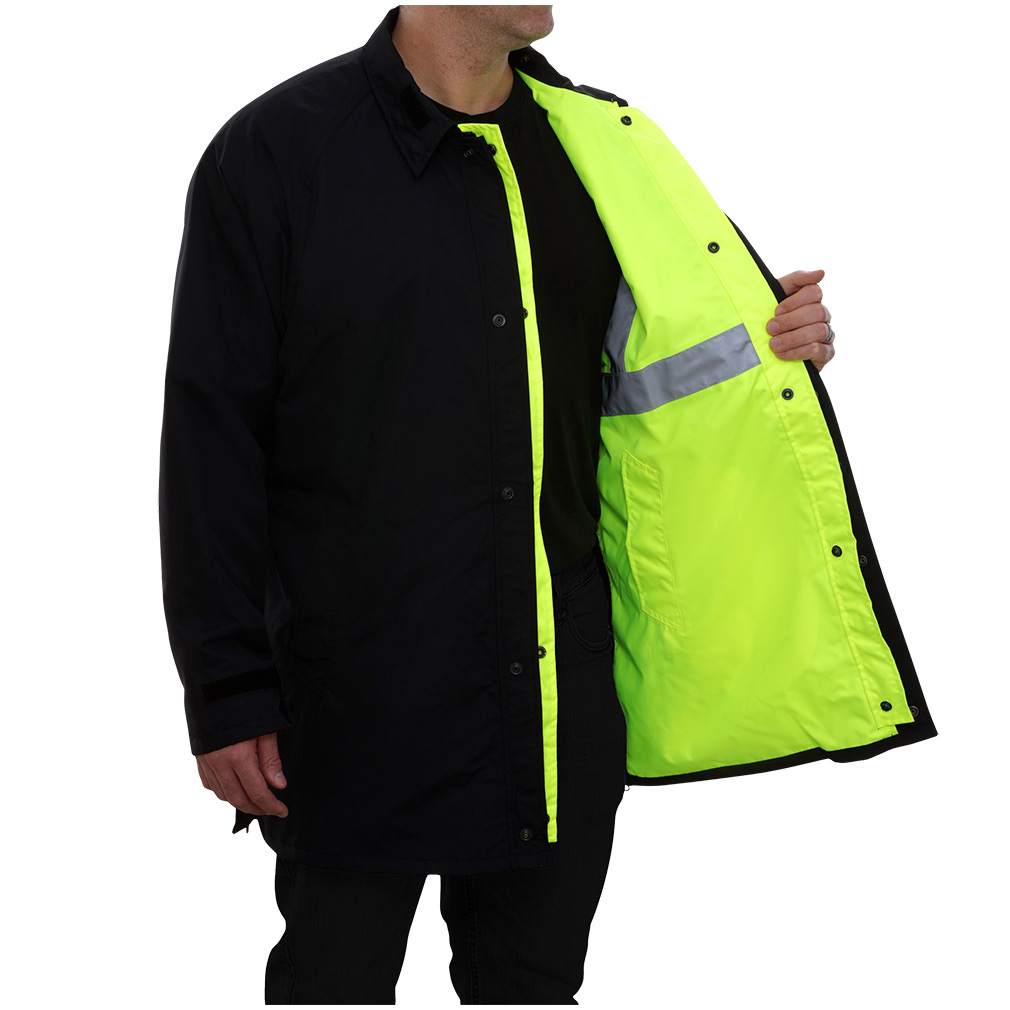Hi-Vis Lime Reversible Waterproof Mid-Length Raincoat Class 3
