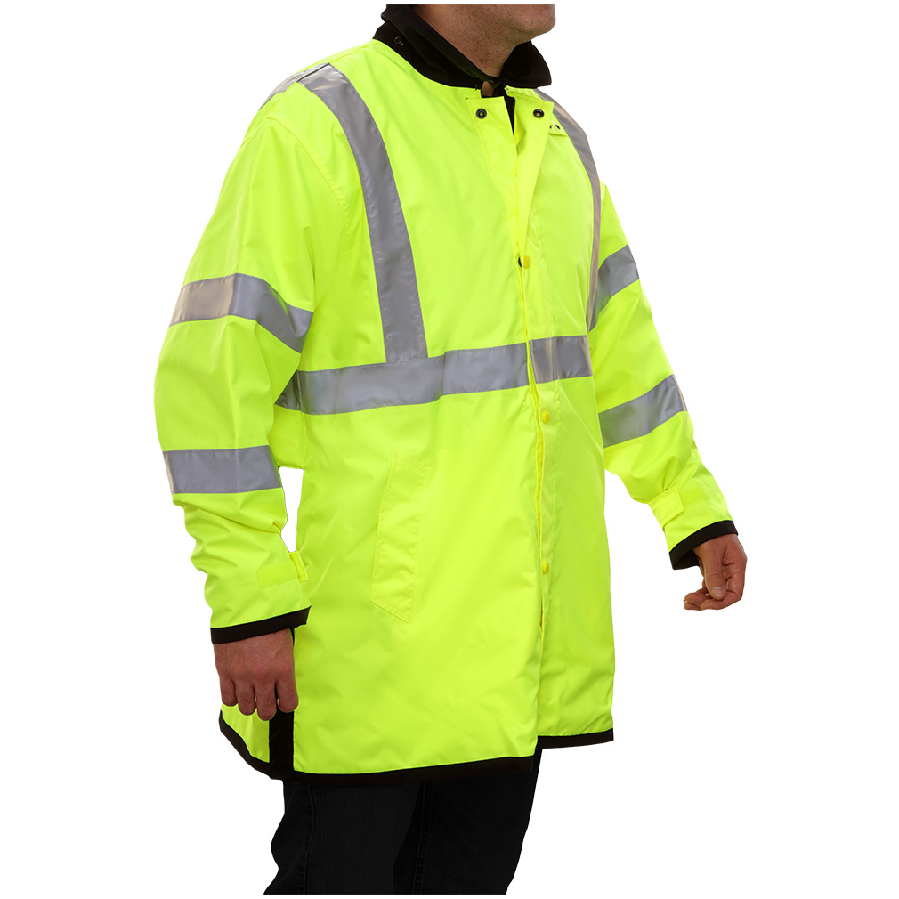 Hi-Vis Lime Reversible Waterproof Mid-Length Raincoat Class 3
