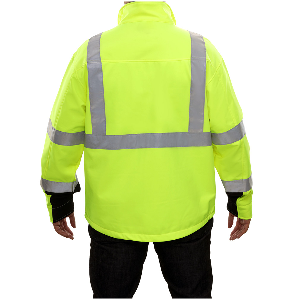 Hi-Vis Safety Soft Shell Athletic Jacket with Breathable, Waterproof & Windproof TPU 3 layer fab