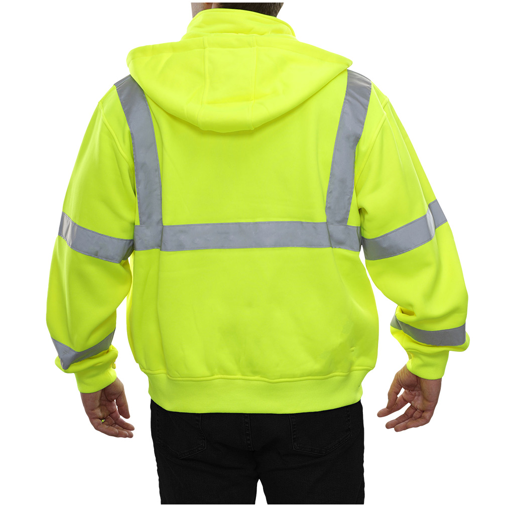 Hi-Vis Full Zip Orange \ Yellow Safety Sweatshirt with Removeable Hood 10.5OZ