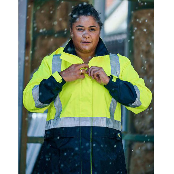 Women's Reflective Two Tone Breathable Rail Shell Rain Jacket with PU coating