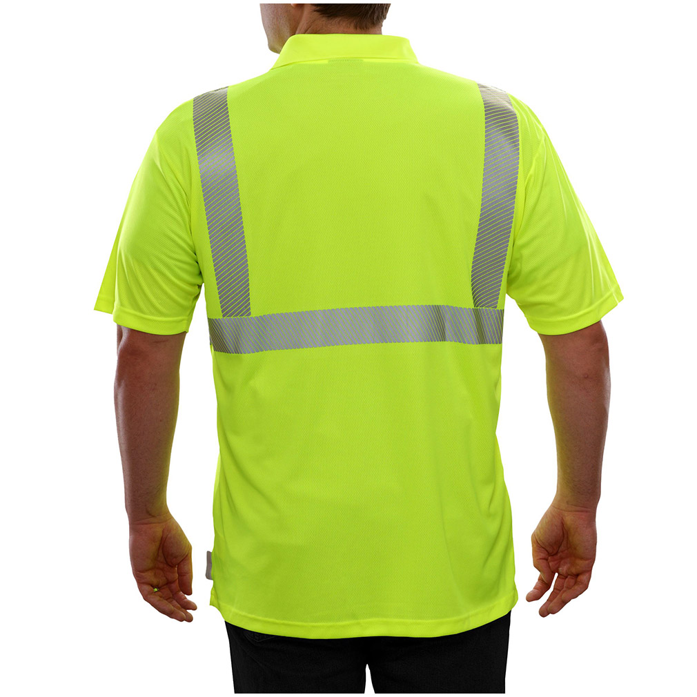 Hi Vis Breathable Wicking Safety Polo Shirts with Flexible 3M™ Segmented Tape