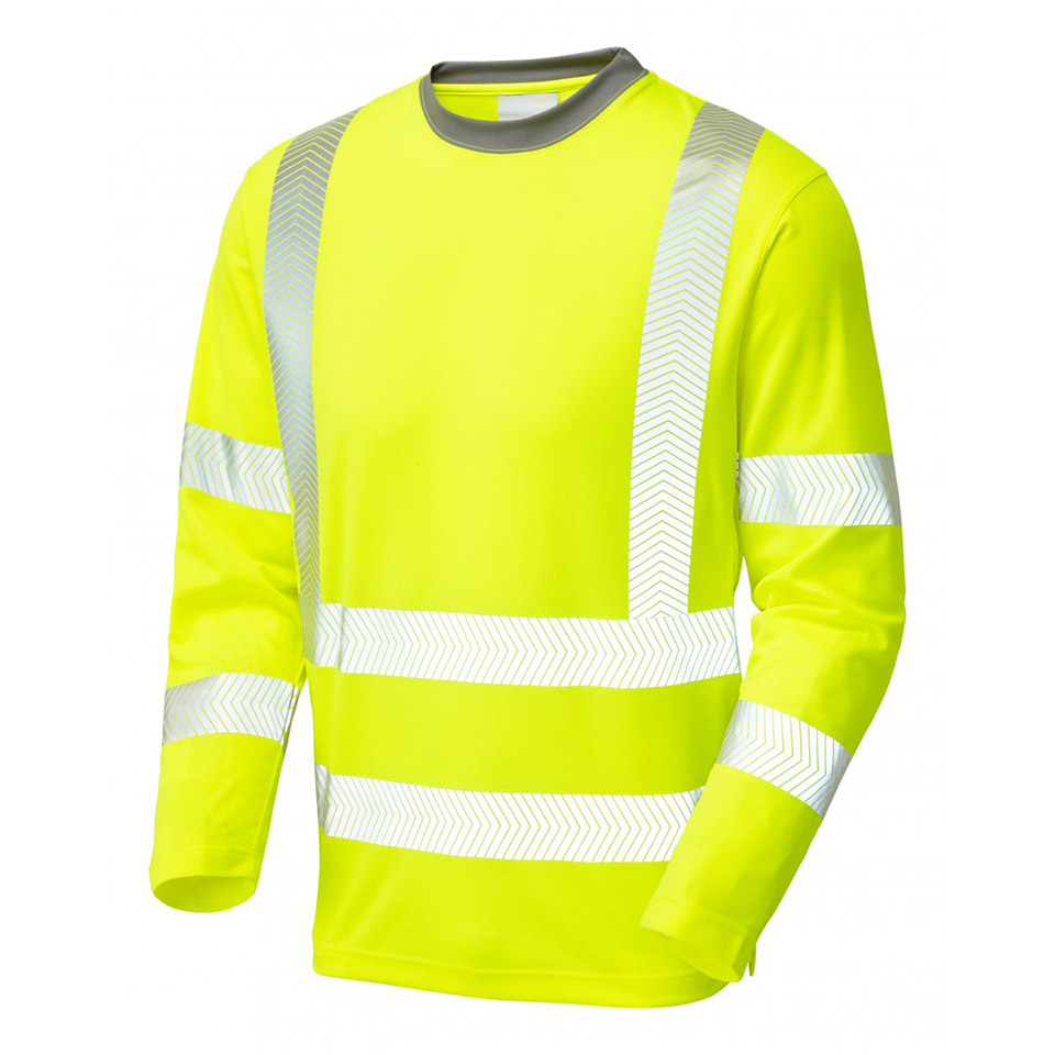 Hi-Vis Breathable Cool Dry Sleeved T-Shirt with Heat transfer Segmented Tape