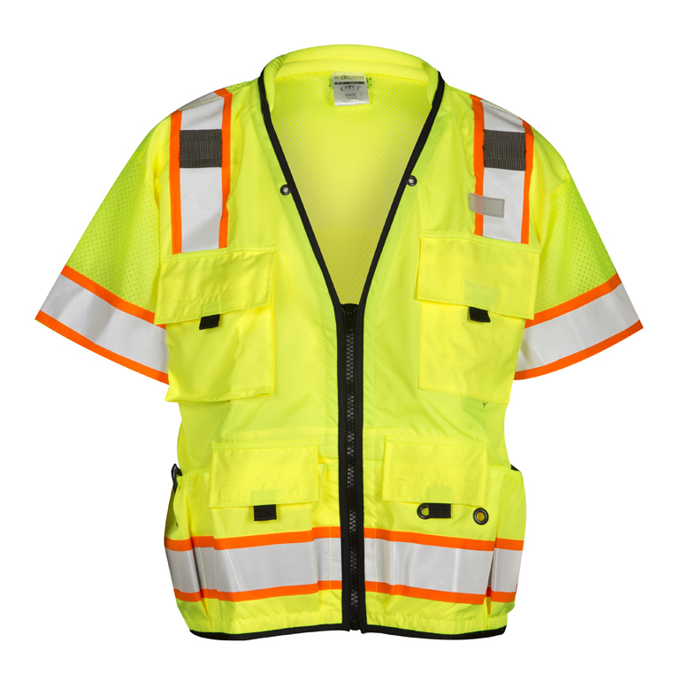 High Performance Hi-Vis Durable Breathable Surveyors Mesh Safety Vest with ID Pocket