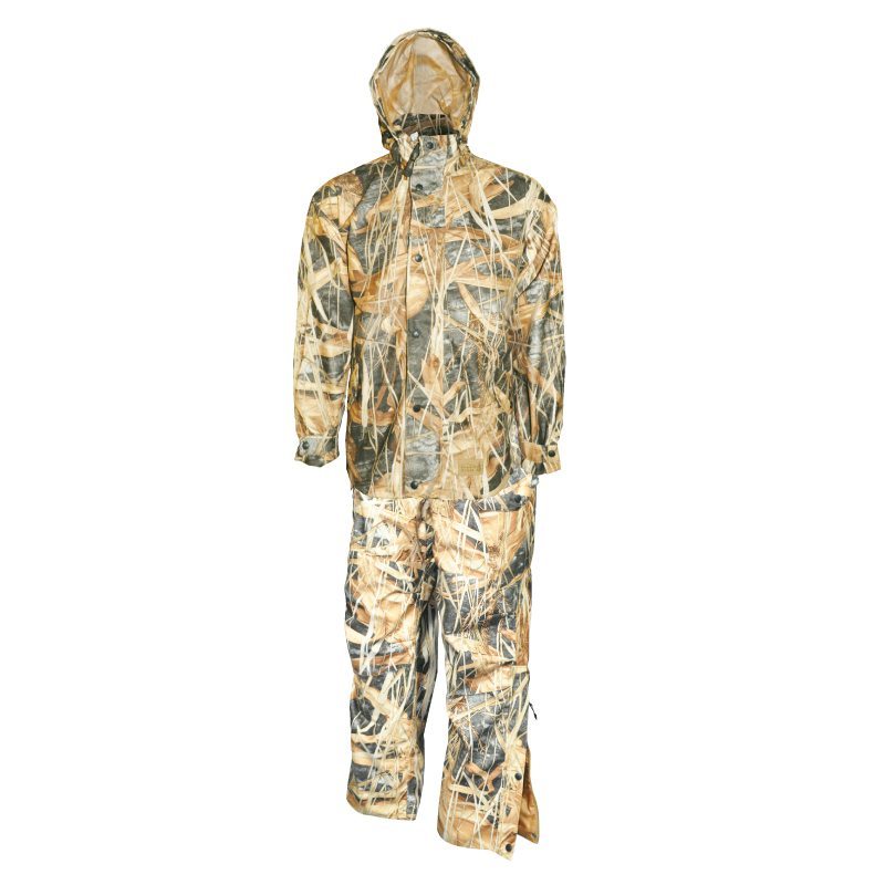 Polyester / P.V.C Waterproof Lightweight Breathable Hunting Clothing Rainsuit