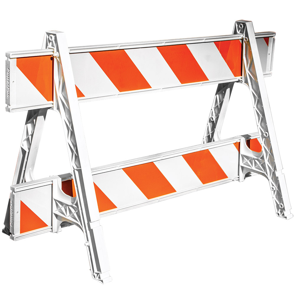 Interlocking Frames PVC A-Frame Barricade with Fits Single or Double Rail