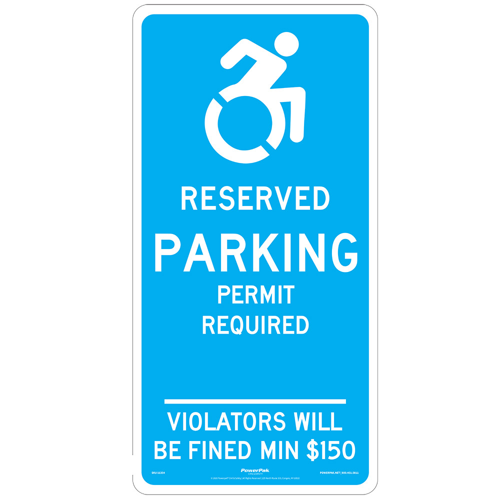 Aluminum "Reserved Parking Permit Required" Safety Sign with Handicap Symbol
