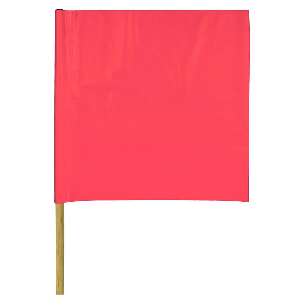 30" Dowel Rod 24" x 24" Fluorescent Red safety Flag with Vinyl Coated